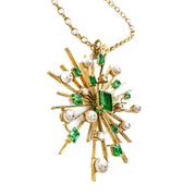 18ct Yellow Gold Emerald, Pearl & Diamond Pendant