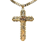 18ct Yellow Gold Cross with Centre Rose