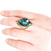 18ct Yellow Gold Opal & Diamond Ring