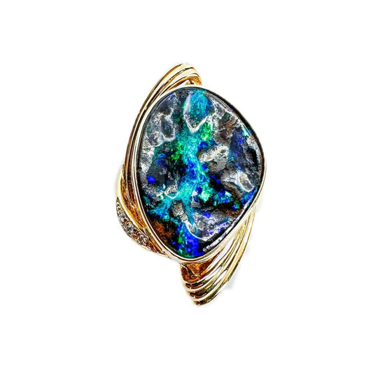 18ct Yellow Gold Opal & Diamond Ring