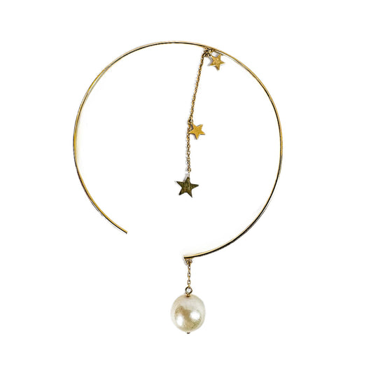 18ct Yellow Gold & Pearl Hoop Earrings