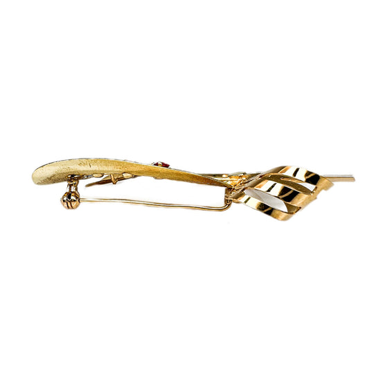 18ct Yellow Gold Ruby Brooch