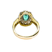 18ct Yellow & White Gold Emerald Diamond Ring