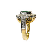 18ct Yellow & White Gold Emerald Diamond Ring
