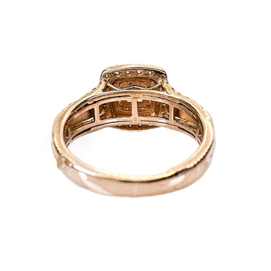 9ct Rose Gold & Diamond Square Top Ring 