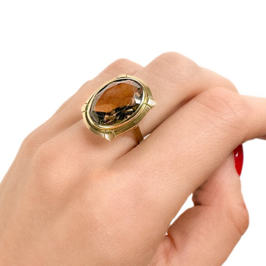 9ct Yellow Gold Smokey Quartz Ring
