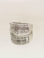 18ct White Gold Channel Set Baguette & Round Diamond Ring