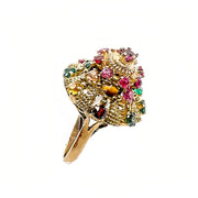 14ct Yellow Gold Mix Stone Dome Ring