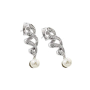 Sterling Silver Pearl Swirl Drop Earrings