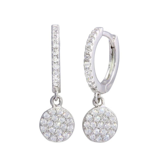 Sterling Silver Dangling Cubic Zirconia Hoop Earring