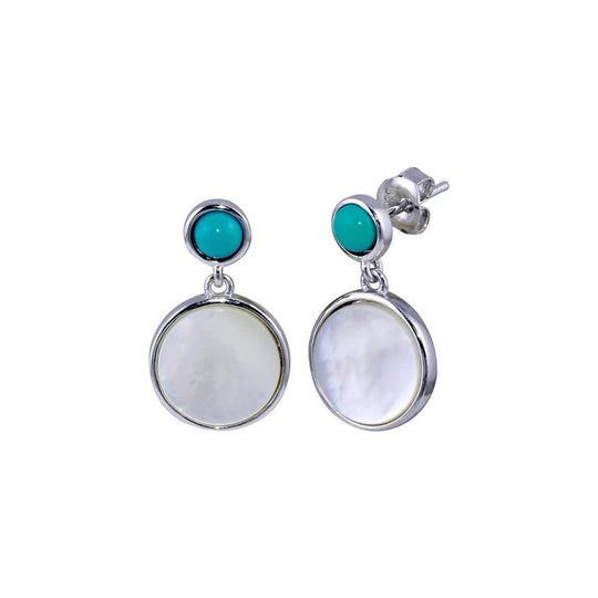 Sterling Silver Turquoise Stud Drop Earrings