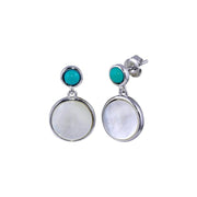Sterling Silver Turquoise Stud Drop Earrings