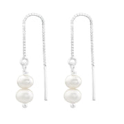 Sterling Silver Freshwater Pearl Thread Earrings